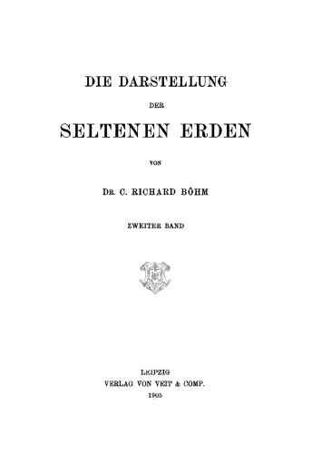 Die Darstellung der seltenen Erden: Band 2
