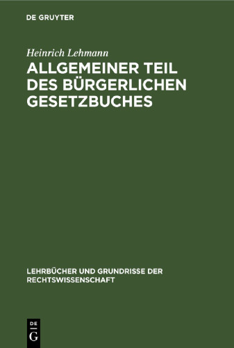 Allgemeiner Teil des Bürgerlichen Gesetzbuches