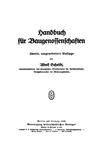 Handbuch für Baugenossenschaften