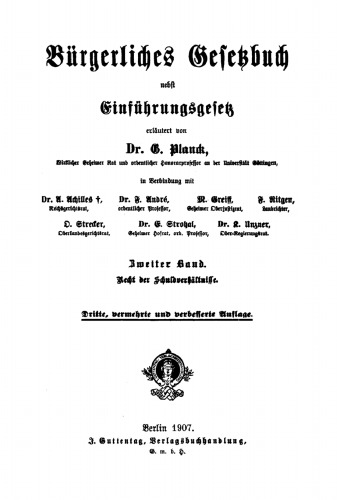 Bürgerliches Gesetzbuch nebst Einführungsgesetz: Band 2 Recht der Schuldverhältnisse