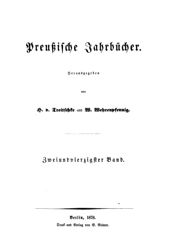 Preußische Jahrbücher: Band 42