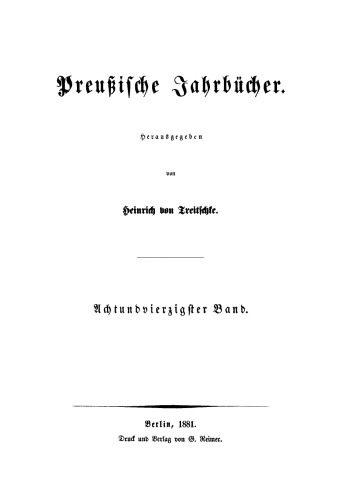 Preußische Jahrbücher: Band 48