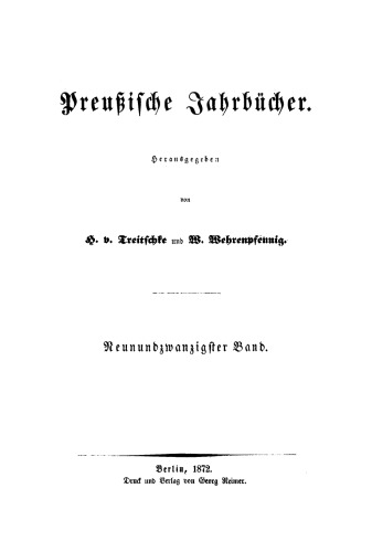 Preußische Jahrbücher: Band 29