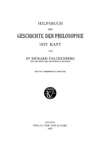 Hilfsbuch zur Geschichte der Philosophie seit Kant