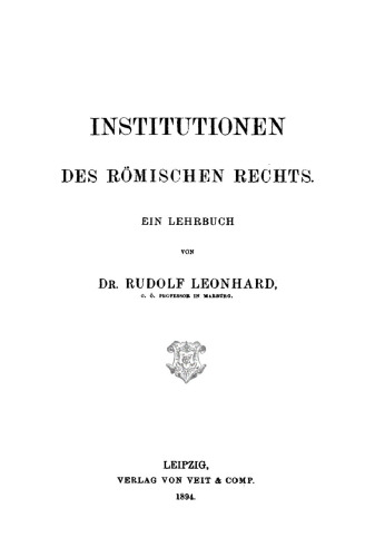 Institutionen des Römischen Rechts: Ein Lehrbuch