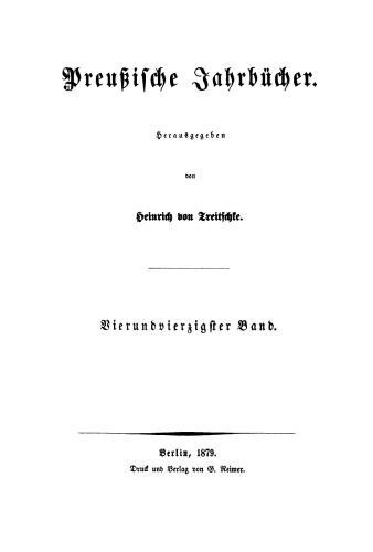 Preußische Jahrbücher: Band 44