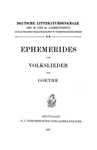 Ephemerides und Volkslieder