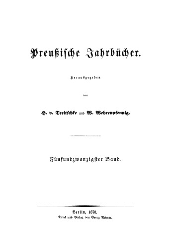 Preußische Jahrbücher: Band 25