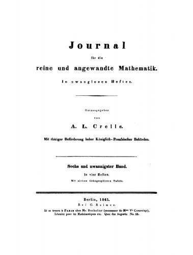Journal für die reine und angewandte Mathematik: Band 26
