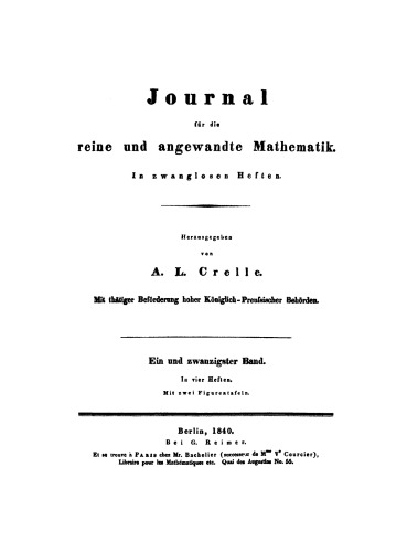 Journal für die reine und angewandte Mathematik: Band 21