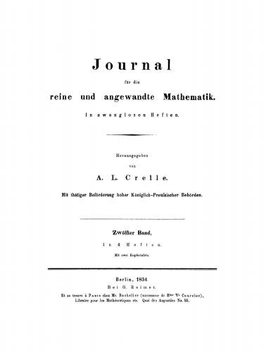 Journal für die reine und angewandte Mathematik: Band 12