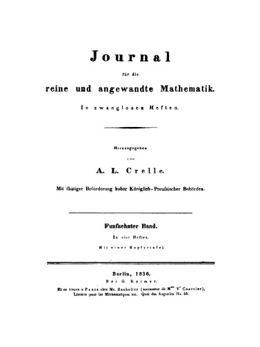 Journal für die reine und angewandte Mathematik: Band 15