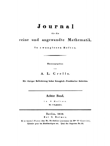 Journal für die reine und angewandte Mathematik: Band 8