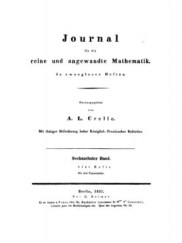 Journal für die reine und angewandte Mathematik: Band 16