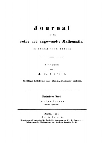 Journal für die reine und angewandte Mathematik: Band 13