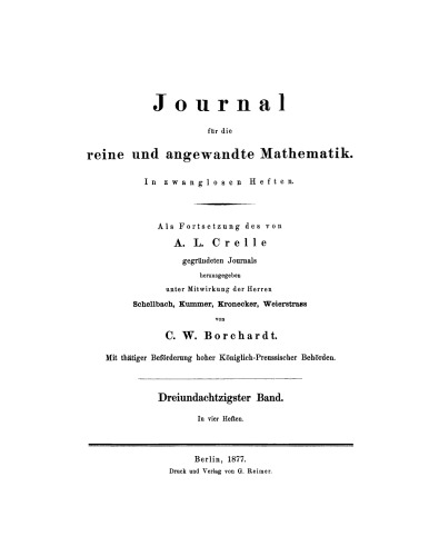 Journal für die reine und angewandte Mathematik: Band 83