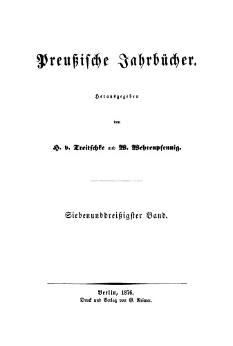 Preußische Jahrbücher: Band 37