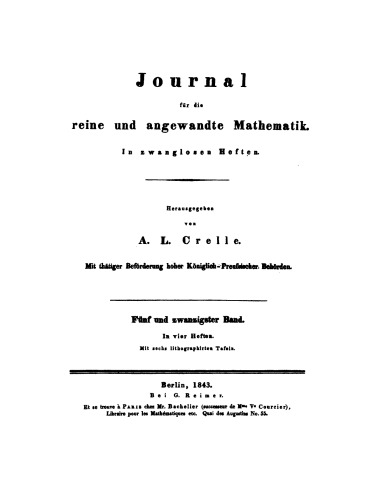 Journal für die reine und angewandte Mathematik: Band 25