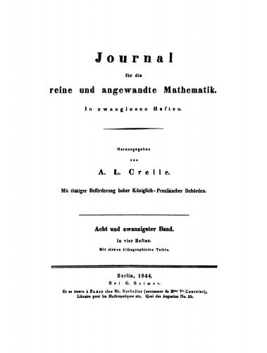 Journal für die reine und angewandte Mathematik: Band 28