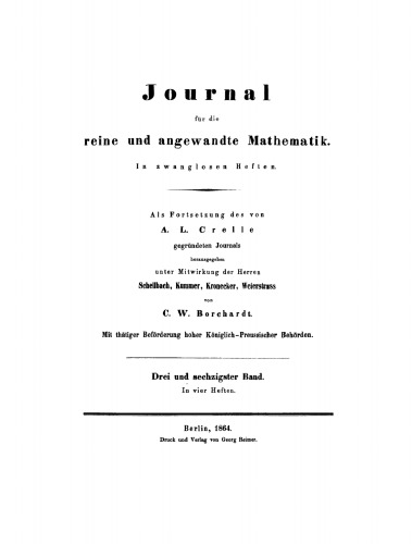 Journal für die reine und angewandte Mathematik: Band 63