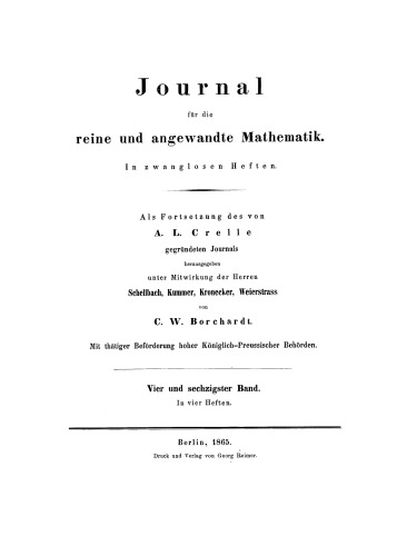 Journal für die reine und angewandte Mathematik: Band 64