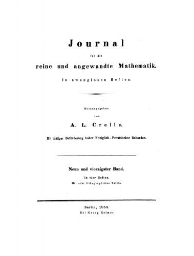 Journal für die reine und angewandte Mathematik: Band 49