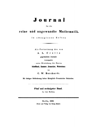 Journal für die reine und angewandte Mathematik: Band 65