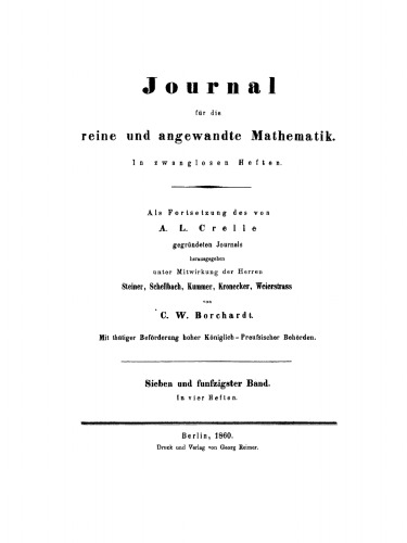 Journal für die reine und angewandte Mathematik: Band 57