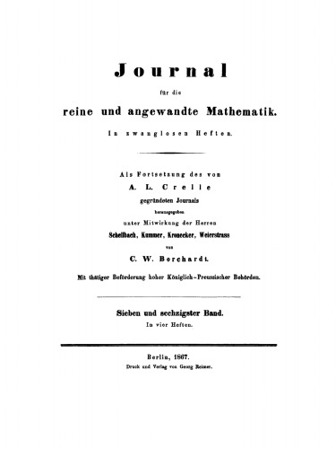 Journal für die reine und angewandte Mathematik: Band 67