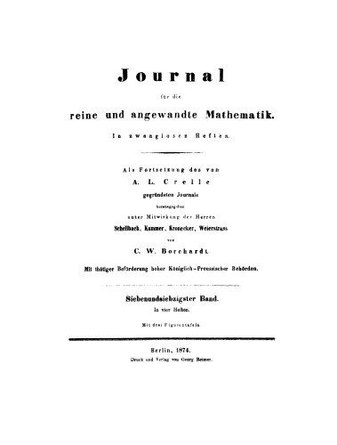 Journal für die reine und angewandte Mathematik: Band 77