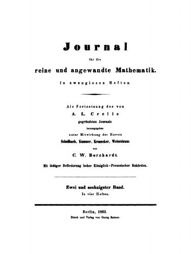 Journal für die reine und angewandte Mathematik: Band 62