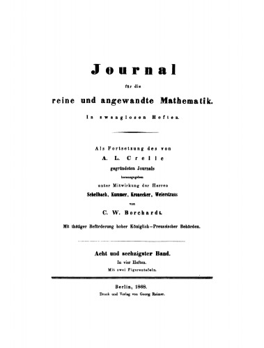 Journal für die reine und angewandte Mathematik: Band 68