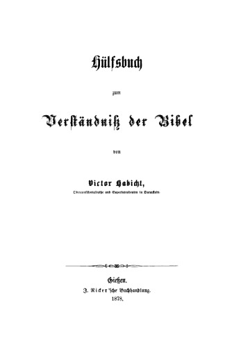 Hülfsbuch zum Verständniß der Bibel