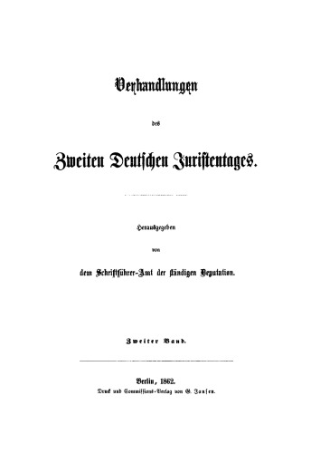 Verhandlungen des Zweiten Deutschen Juristentages