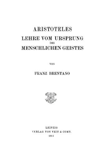 Aristoteles Lehre vom Ursprung des menschlichen Geistes