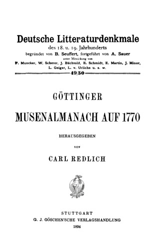 Göttinger Musenalmanach auf 1770