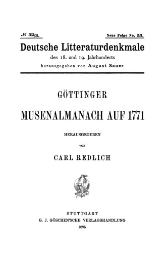 Göttinger Musenalmanach auf 1771