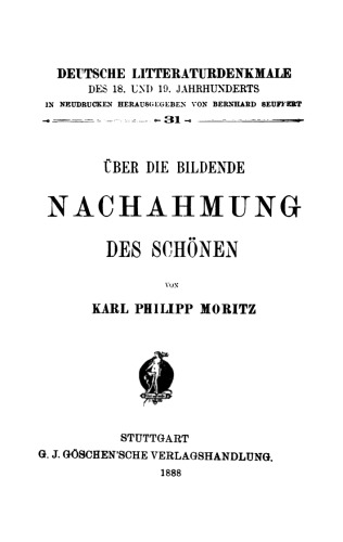Über die Bildende Nachahmung des Schönen