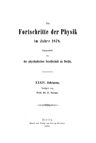 Die Fortschritte der Physik im Jahre ...: 1878, Jahrgang 34