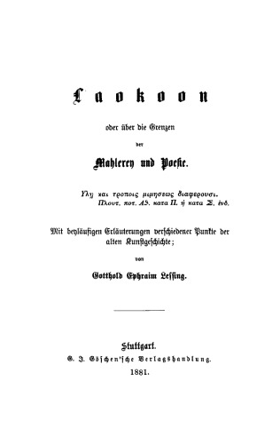 Laokoon oder über die Grenzen der Mahlerey und Poesie: [Teil 2]