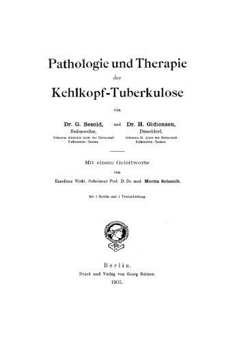 Pathologie und Therapie der Kehlkopf-Tuberkulose