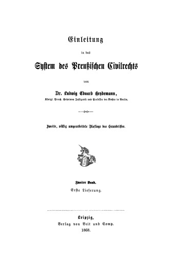 Einleitung in das System des Preußischen Civilrechts: Band 2, Lieferung 1
