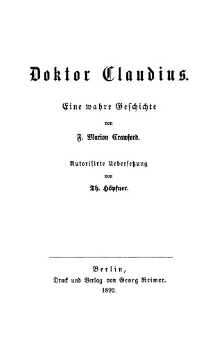 Doktor Claudius: Eine wahre Geschichte
