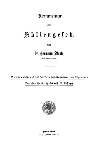 Kommentar zum Aktiengesetz