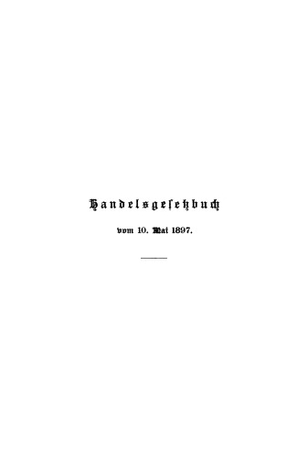 Handelsgesetzbuch vom 10. Mai 1897