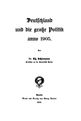 Deutschland und die große Politik anno ...: Band 5 1905