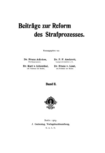 Beiträge zur Reform des Strafprozesses: Band 2