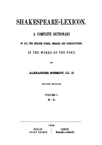 Shakespeare-Lexicon: Band 1 A–L