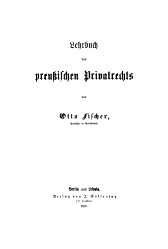 Lehrbuch des preußischen Privatrechts