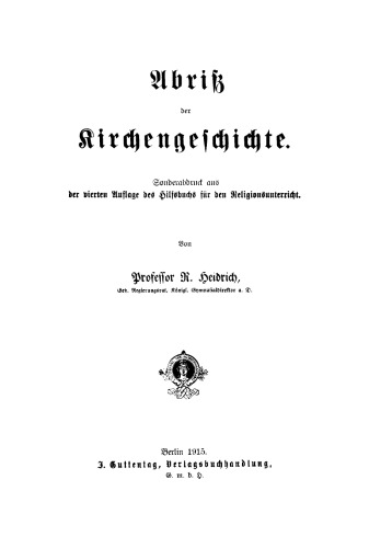 Abriß der Kirchengeschichte